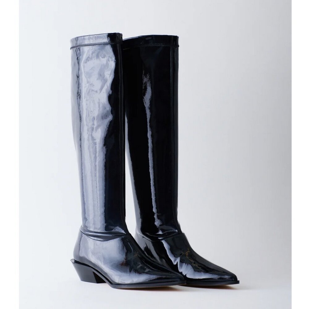 Tibi Bronson Faux Patent Leather Boot